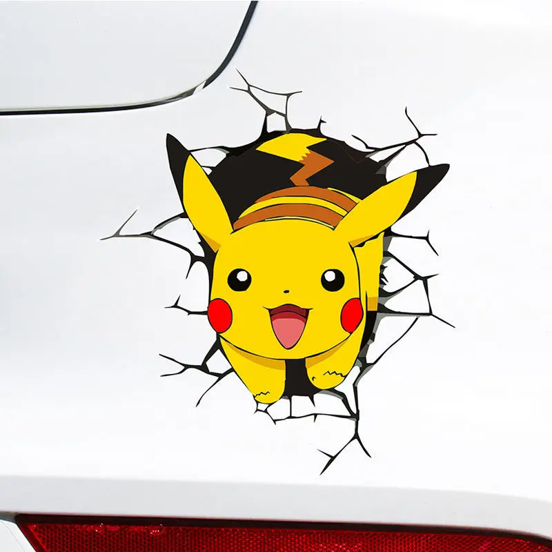 

Anime Pokemon Cartoon Hole Kawaii Pikachu Auto Window Driving Mirror Decals Car Windshield Sticker Bumper Decor Car Sticker Gift