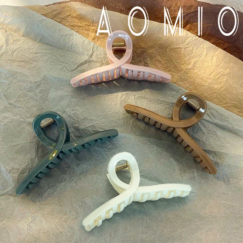

AOMIO 4pcs/set Vintage Cross Hair Claw Clip Large Size Hair Clamps Solid Color Hair Clip Crab Chic Hair Accessories Set Gift