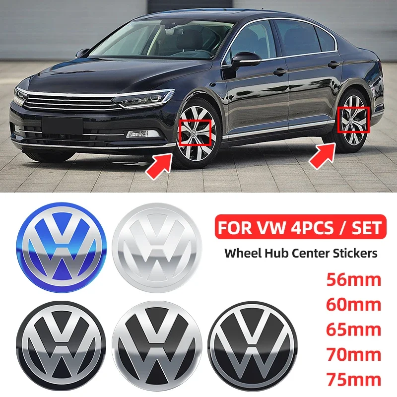 4 шт. 56 мм 60 65 70 75 наклейка на центра колеса автомобиля ступицу для Volkswagen Golf 5 6 Polo