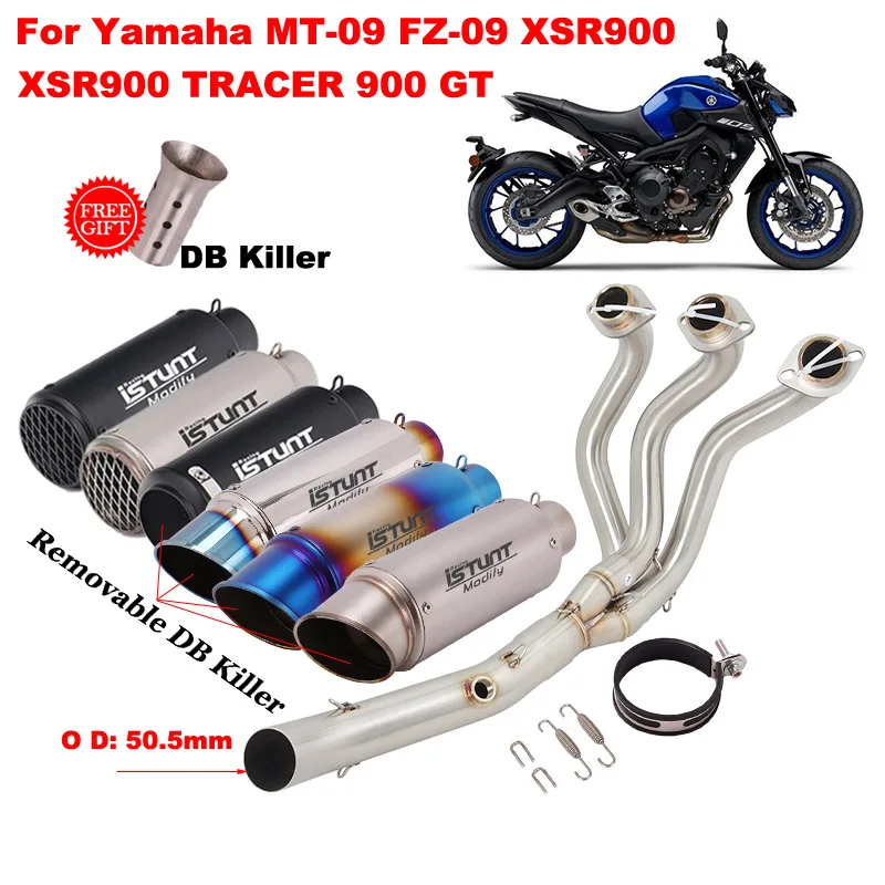 

Slip On For Yamaha MT-09 FZ-09 FJ09 MT09 TRACER 900 GT 2015-2021 Full Motorcycle Systems Exhaust Escape Front Link Pipe Muffler