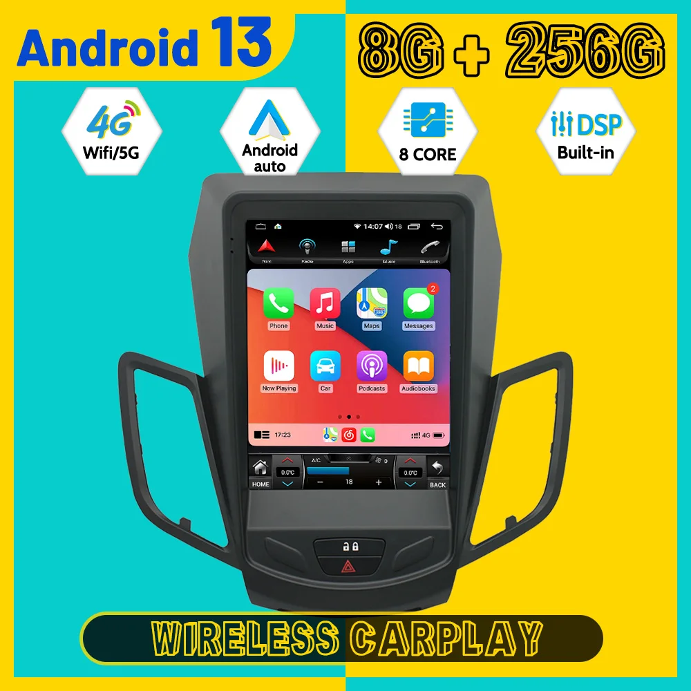 9 7 ''навигация 8-ядерный Carplay для Ford Fiesta 2009-2017 мультимедийный плеер Android 13 Авто