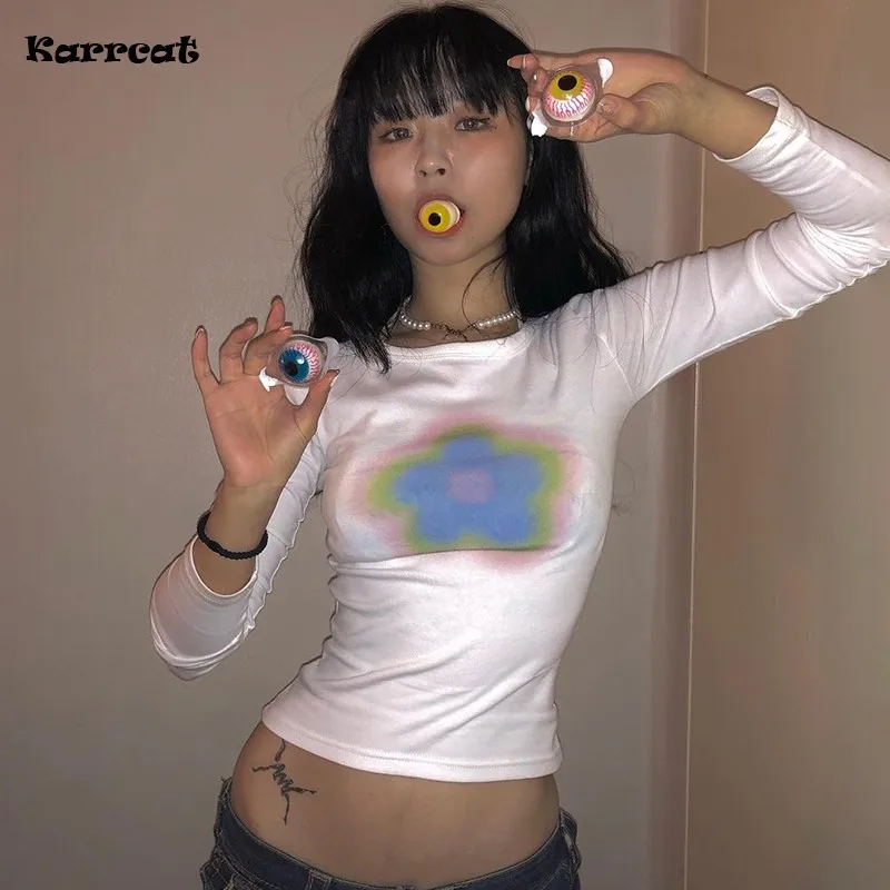 

2022 Grunge Crop Tops Y2k Graphic T Shirts Harajuku Punk Kpop Korean Fashion Designer Clothes E-girl Gothic Tshirts Slim Sexy