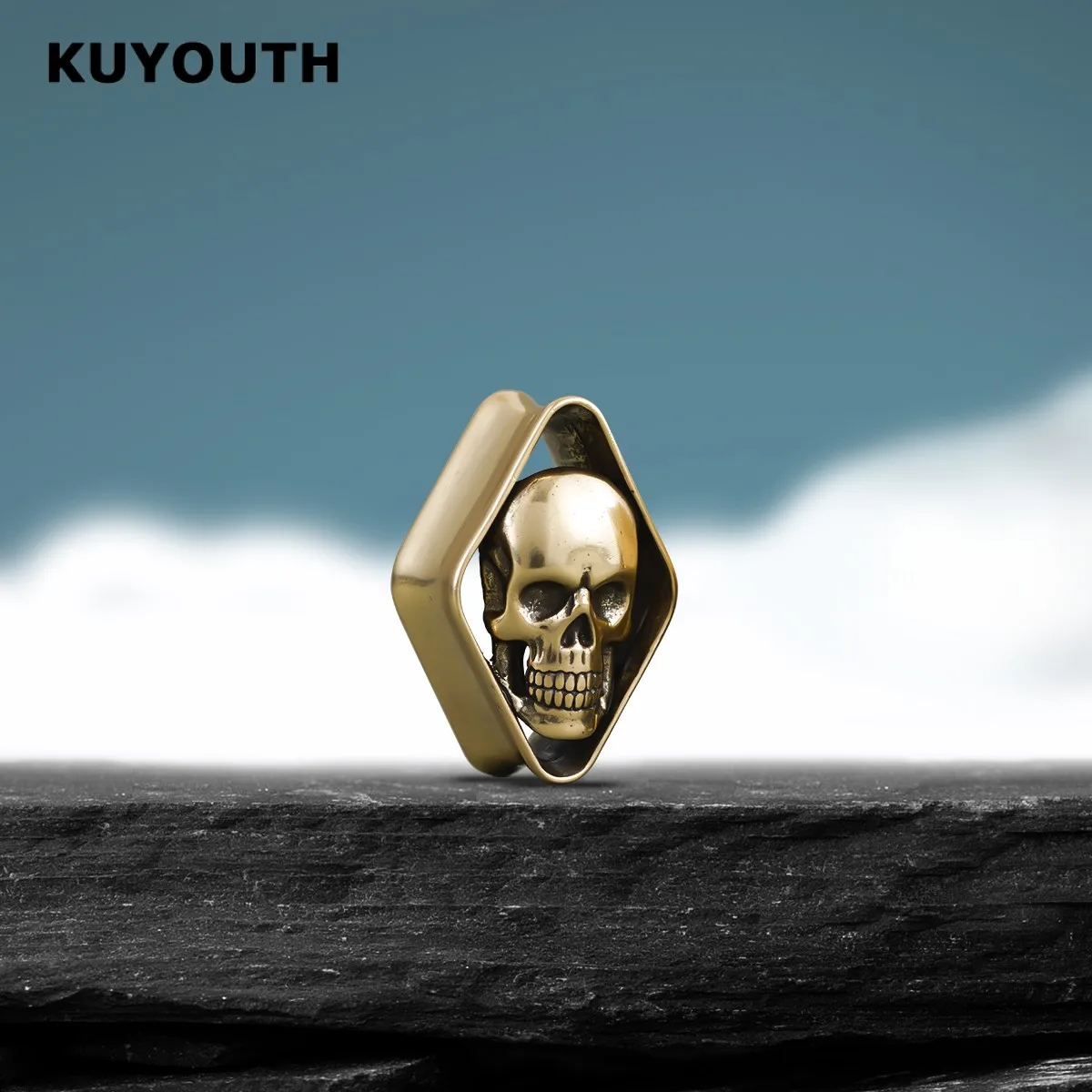 Фото Стрейч KUYOUTH в виде ромба с черепом №4
