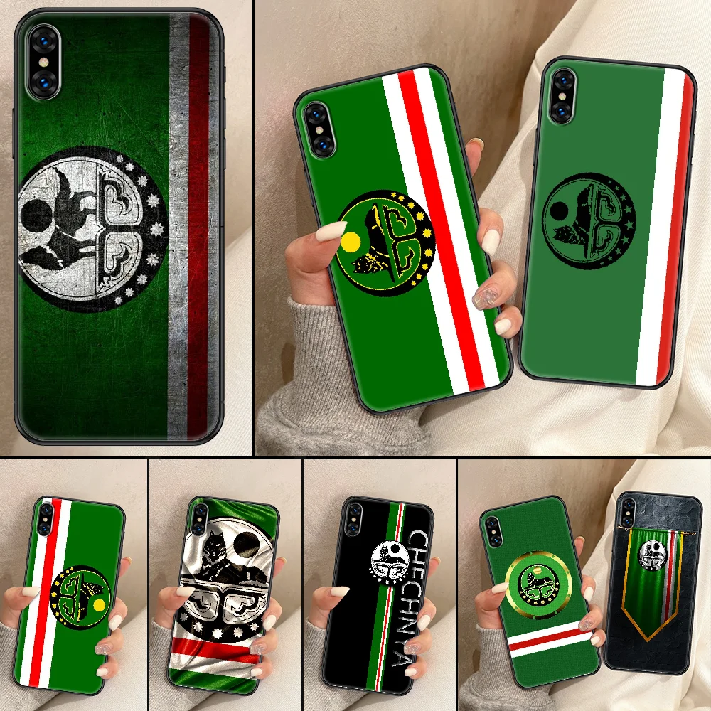

Chechen National Flag Phone Case for Iphone 13 Pro Max SE2020 6 6S 7 8 11 12 Mini Plus X XS XR Black Soft Silicone Tpu Cover
