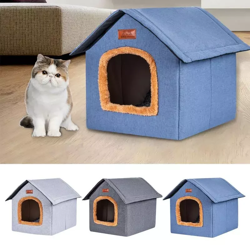 

Foldable Pet Dog House Foldable Winter Warm Pet Kennel House For Dog Puppy Bed Nest Tent Pet Supplies With Plush Cushion
