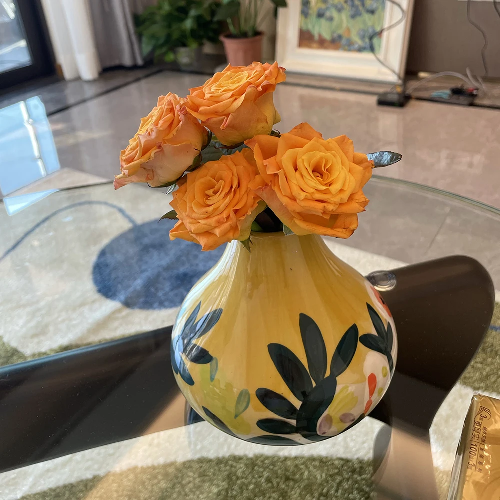 Керамический цветочный горшок с винтажным рисунком в Корейском стиле для