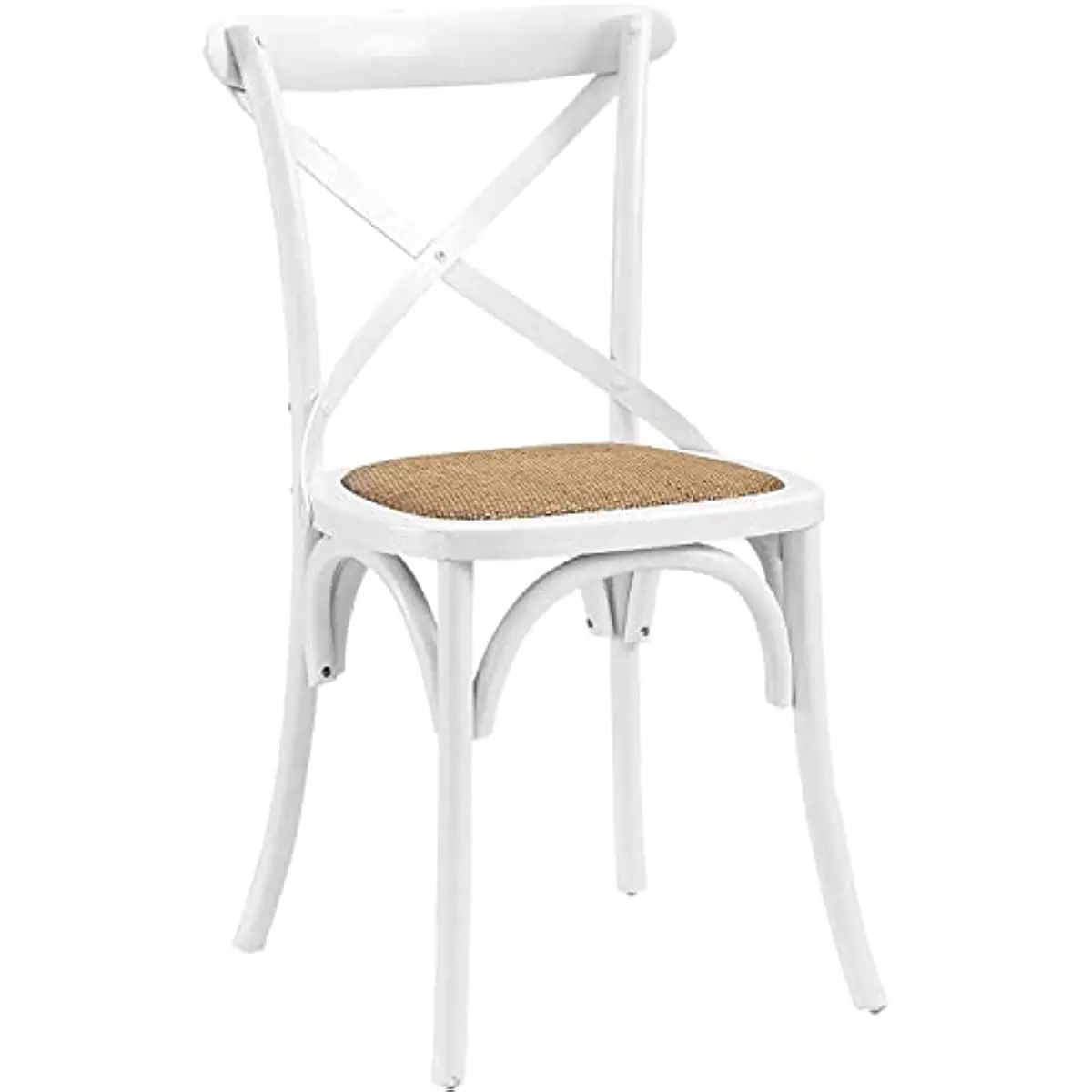 

Gear Rustic Modern Farmhouse Elm Wood Rattan Dining Chair in White