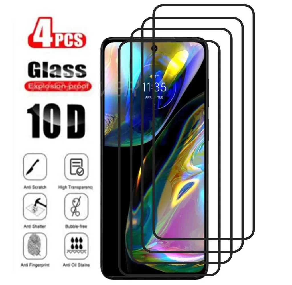

4PCS Full Protective Glass for Motorola One Fusion Plus One Vision Screen Protector for Moto G52 G22 G 2022 E20 E30 E40 G71 G51