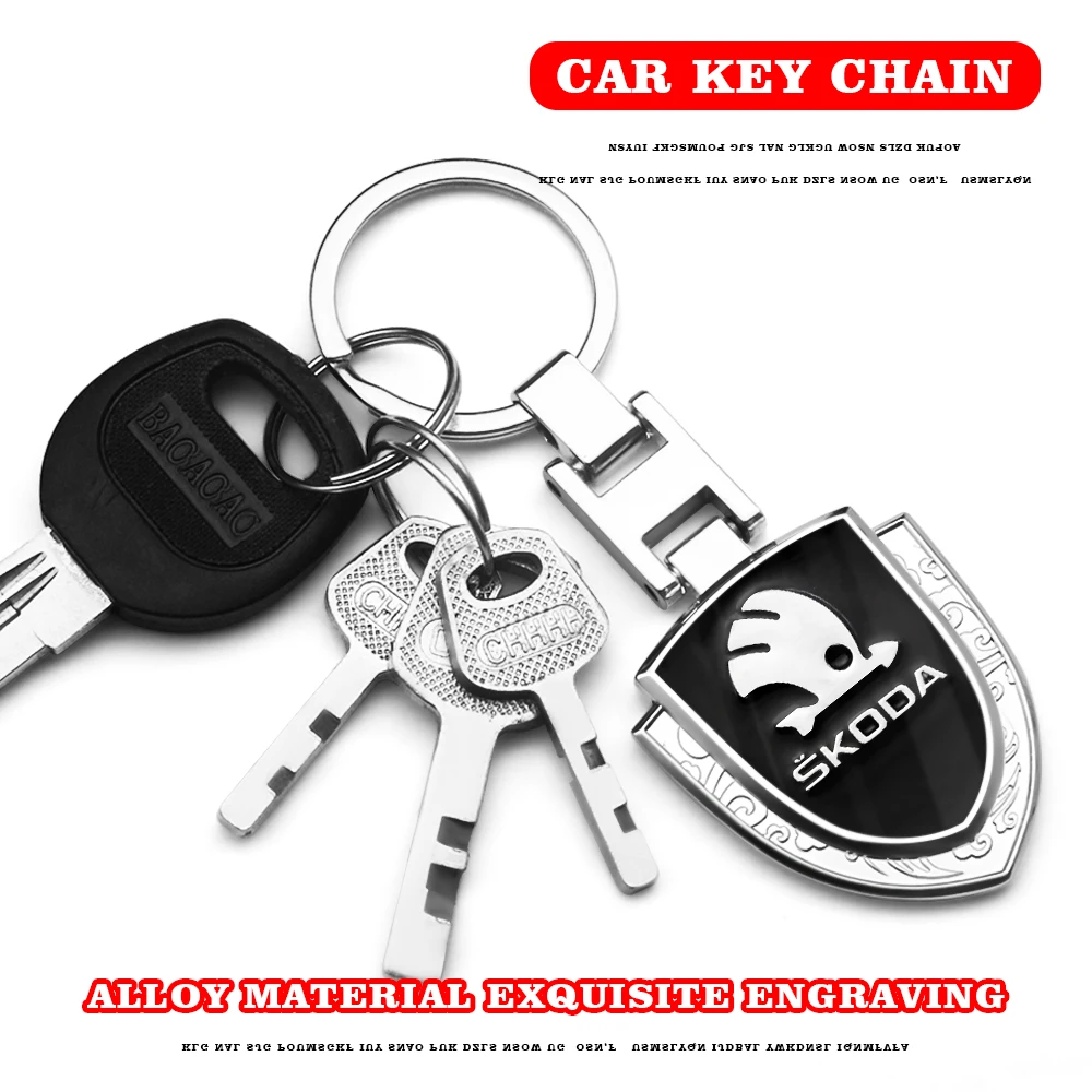 

Men's Hanging Accessories Metal Shield Engraved Car Emblem Key Ring For Skoda Virs Fabia Octavia Kamiq Karoq Kodiaq Rapid