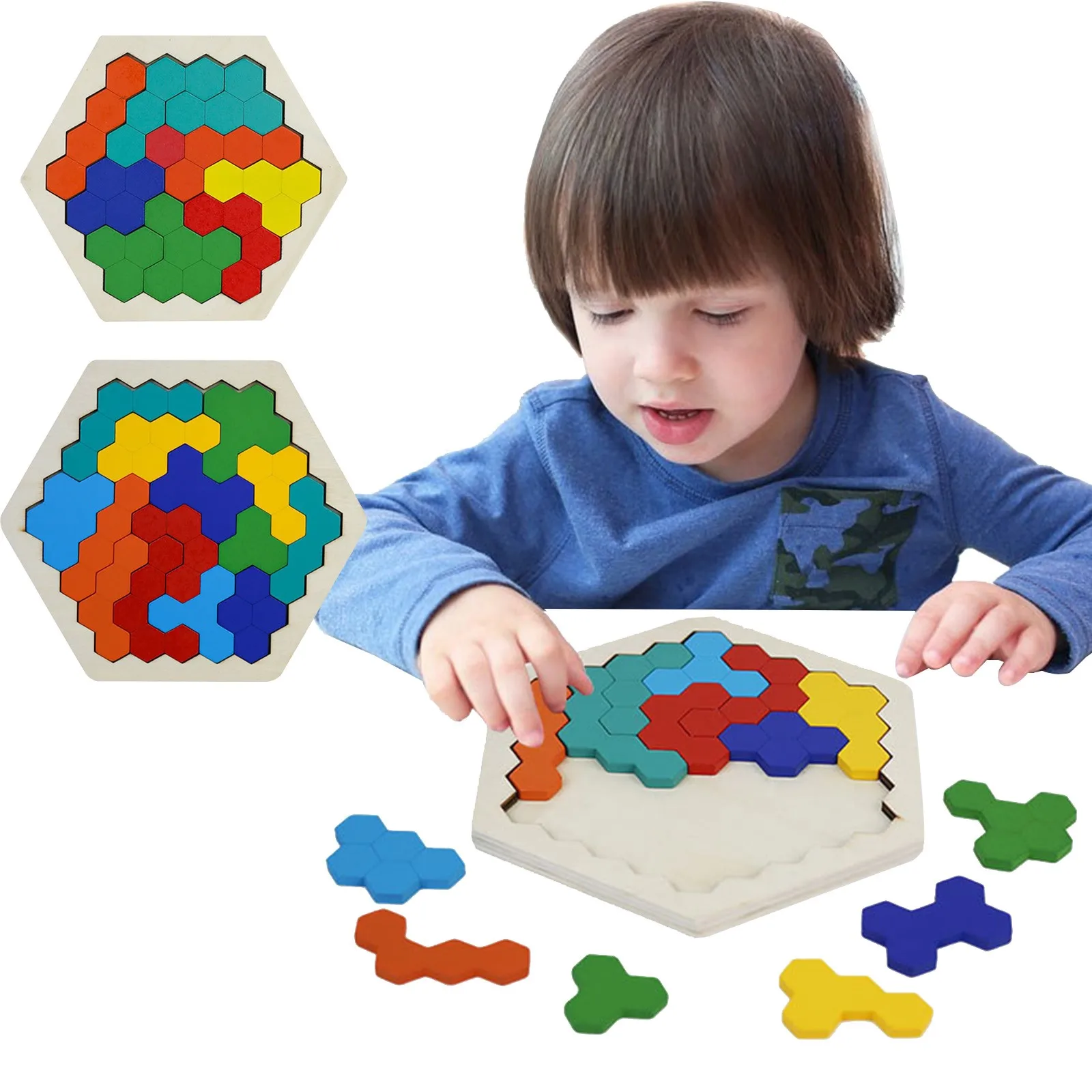 Деревянная Шестигранная головоломка Coogam для детей и взрослых-сотовая форма