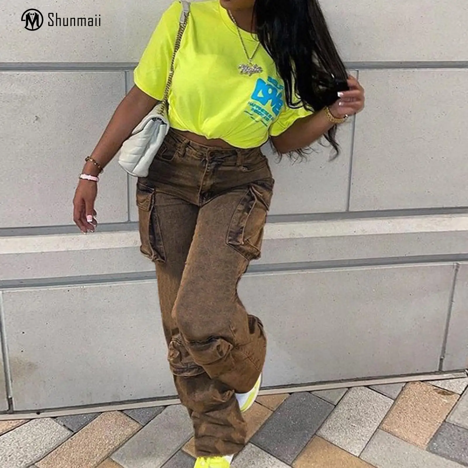 

Ladies Baggy Casual Pants Women Summer Long Pants High Waisted Solid Color Denim Pants Y2K Style Straight Leg Streetwear Suit