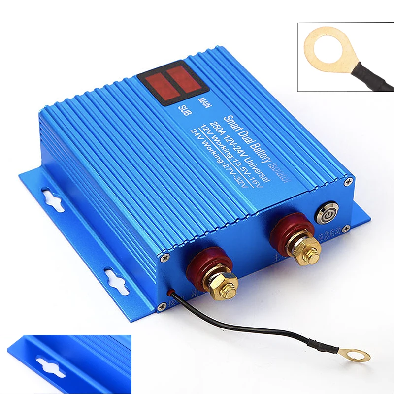 250 Amp Automotive Smart Dual Battery Isolator 12V 24V Emergency Starter Car Relays ON/OFF Power Battery Protector Controller