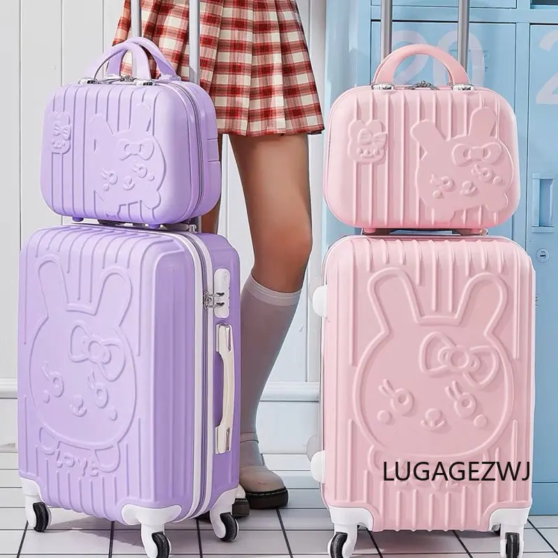 

Милый мультяшный Детский комплект чемоданов для девочек, роликовая тележка, Модная красочная косметичка, вместительный женский чемодан