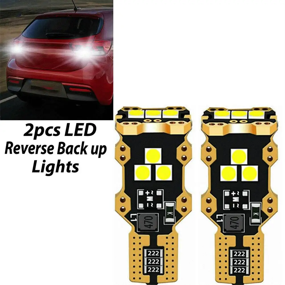 

2 Pcs T15 W16w 3030 9smd Led Car Reversing Light 6000k Decoding Tail Lamp Brake Lights Bulbs Modified Parts