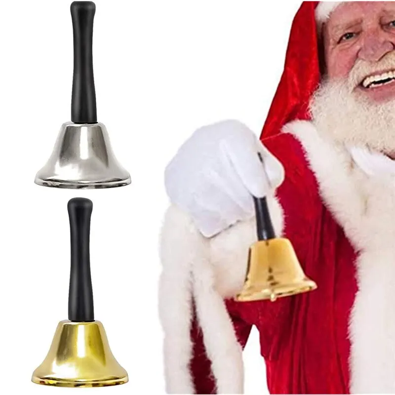 

Christmas Hand Bell Gold Silver Color Santa Claus Jingle Bells Party Supplies Cristmas Decoration