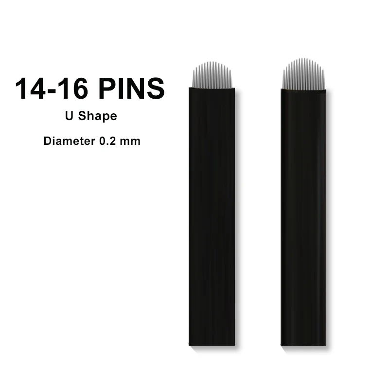 

10pcs U Shape 14 Pin 16 Pin Microblading Needle Blade Eyebrow Permanent Makeup Tattoo Needles For Manual Pen 3D Embroidery 0.2mm