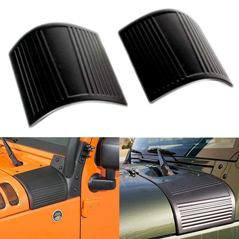2pcs Black ABS Car Cowl Body Armor Decoration Protection Scratch-resistant Sticker for Jeep Wrangler JK Unlimited 2007-2015