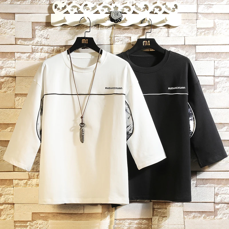 

Футболка мужская оверсайз с коротким рукавом, хлопок, Повседневная рубашка, черный белый топ, уличная одежда, 5XL 6XL 7XL, лето 2022