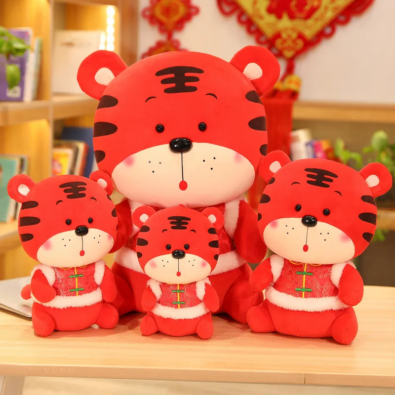 

Плюшевая кукла Тигр в китайском костюме, набивные талисманы в виде знаков зодиака, плюшевые куклы, подарок для детей, новый год, тигр, плюшев...