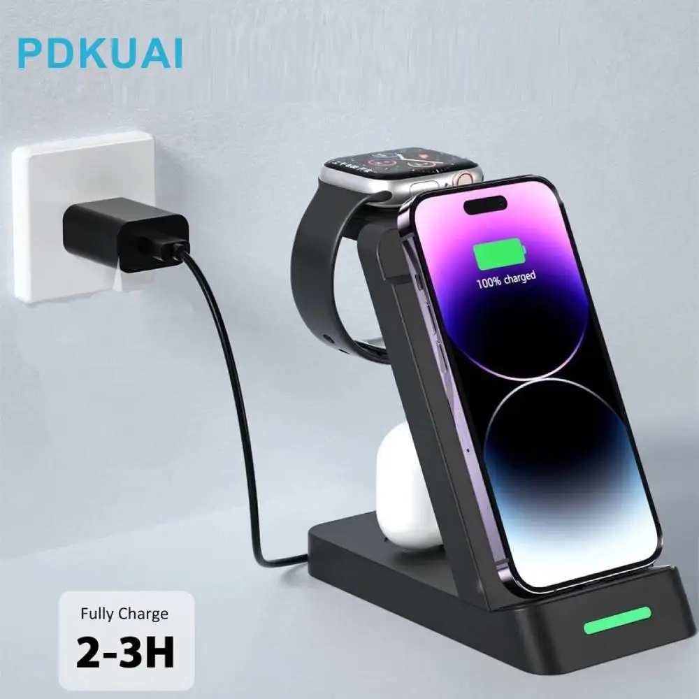 

Быстрое беспроводное зарядное устройство, подставка для Apple Watch 8 7 SE 6 iPhone 14 13 12 11 XS XR X 3 в 1, зарядная станция для Airpods 3 Pro iWatch