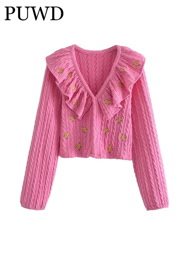 

Женский трикотажный кардиган с V-образным вырезом и длинным рукавом