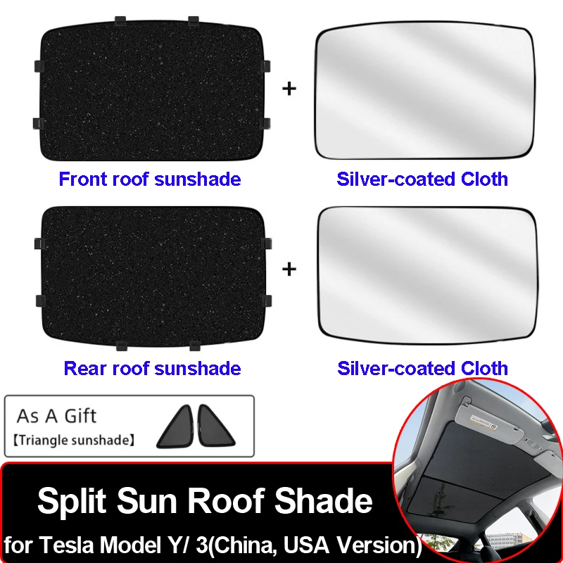 Sun Roof Shade Set for Tesla Model 3 China 2022 Sunroof Sunshade Net UV Protection Cover Accessories Model Y Glass Roof Skylight