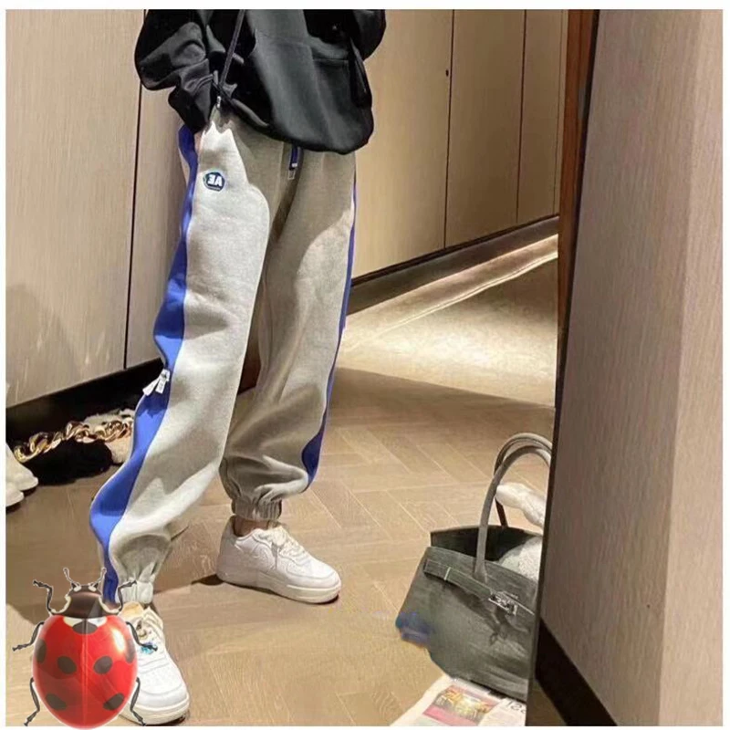 

Oversize Side Bule Stripe Patchwork Ader Error Sweatpant Double Drawstring Trousers