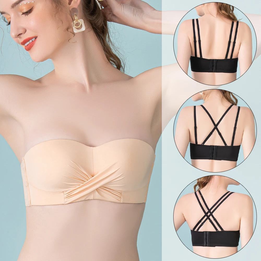 Strapless Bra Push Up Wedding Bralette Seamless Sexy Women Underwear Wirefree Tube Tops Boneless Bandeau Bras Female Lingerie