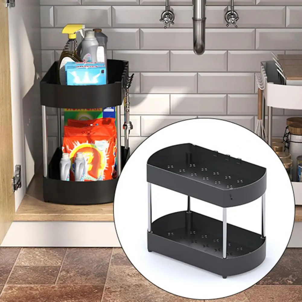 

Kitchen Spice Rack Double Layer under Sink Storage Rack Modern Multi-functional Organizer for Bathroom Kitchen Cabinets Strong
