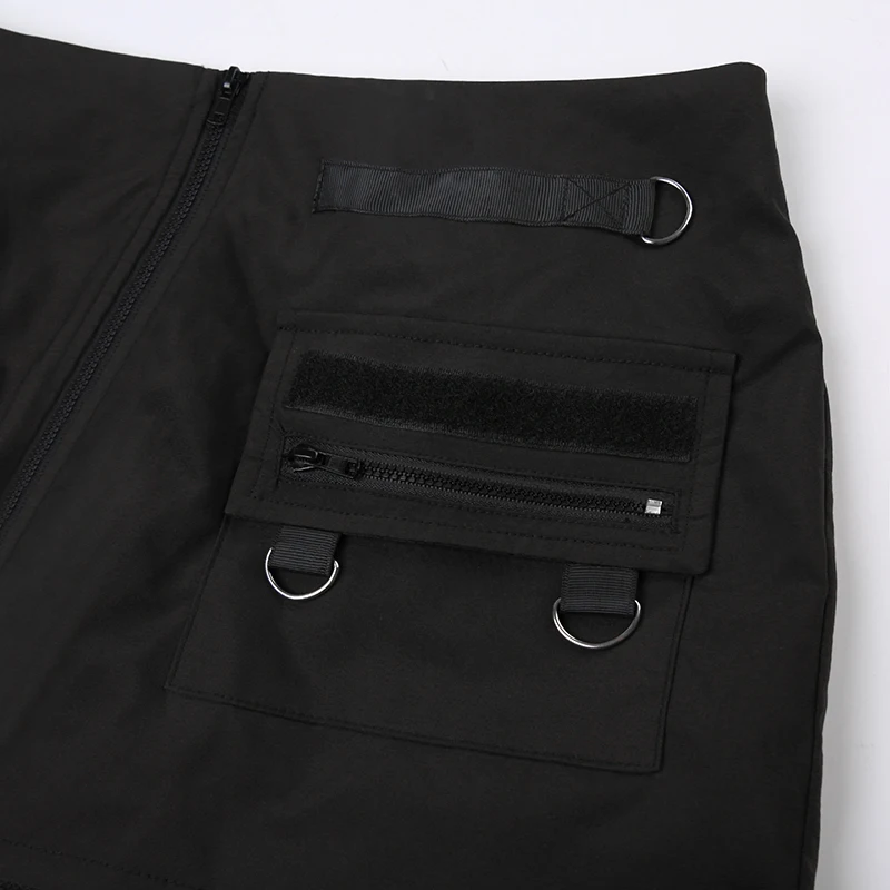 Мини-юбка в стиле пэчворк с заниженной талией и карманами