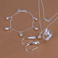 925 stamped silver wedding women high quality classic drop bracelets earrings necklace rings fashion jewelry sets s223