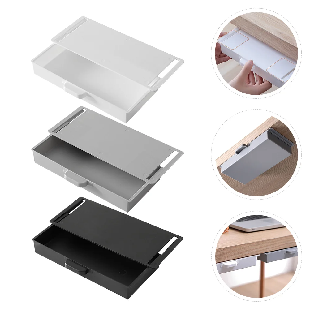 

3 Pcs Paste Drawer Office Organizer Mini Case Storage Drawers Plastic Stationary Container Slot