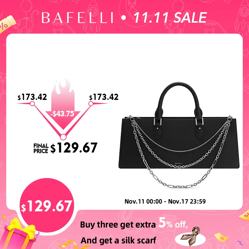 

BAFELLI BLACK PUNK EVENING STREET STYLE 2023 WOMEN'S BAG NEW RETRO CHAIN PURSE CLASSIC HANDBAG TREND LUXURY CASUAL VERSATILE