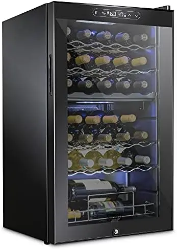 

33 Dual Zone Wine Cooler Refrigerator w/Lock | Large Freestanding Wine Cellar | 41f-64f Digital Temperature Control Wine Fridge