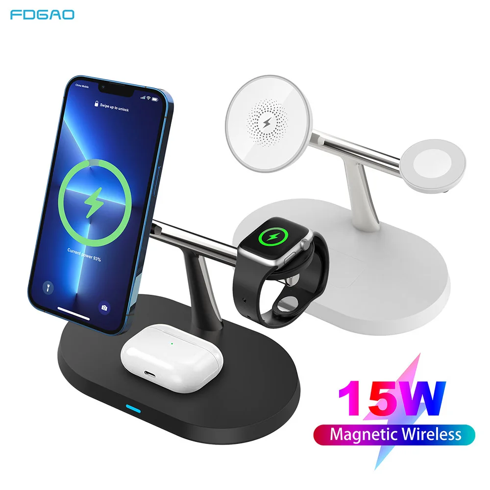 

3 In 1 Wireless Chager Stand for iPhone 14 13 12 Pro Max Mini For iWatch 8 7 6 Airpods 3 Pro Magnetic Fast Charging Dock Station
