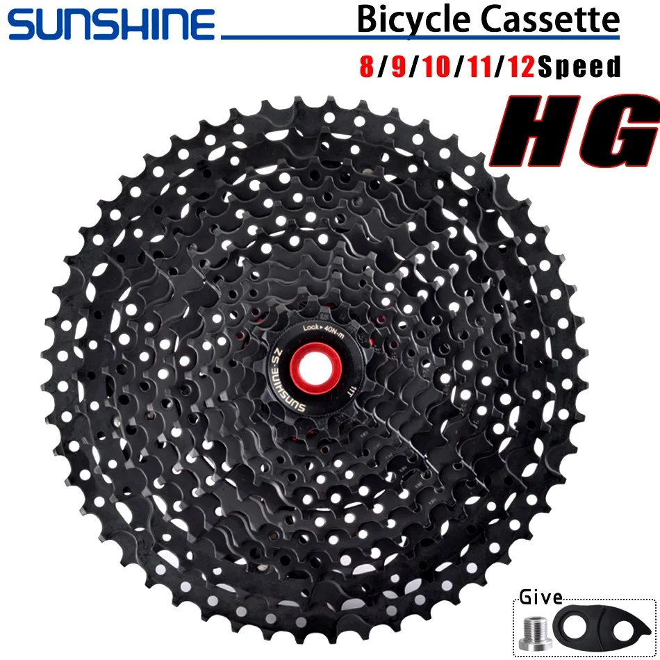 

SUNSHINE Mountain Bike Black Cassette 8 9 10 11 12 Speed Velocidade MTB Bicycle Freewheel Sprocket 40/42/46/50/52T For SHIMANO