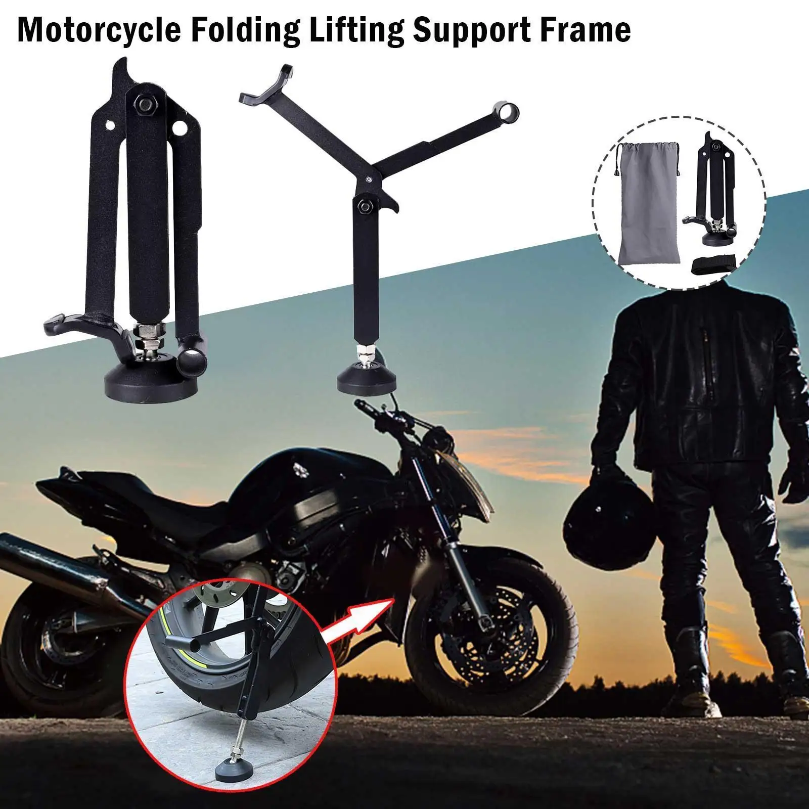 

Foldable Heavy Locomotive Lift Frame Rear Wheel Support Frame Parking Frame Portable Labor-saving Lifter For Motorcycles Y2d5