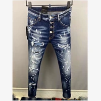 dsquared2 fashion trendy mens letter print hole micro elastic jeans slim fit casual motorcycle punk pants clothing dsq9852