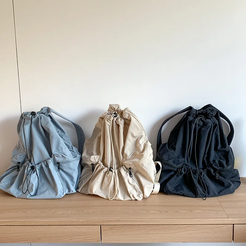 

Women Nylon Backpack Female Canvas Travel Bag Backpacks Schoolbag Teenage Girls Solid Color Bookbag High Capacity Rucksack