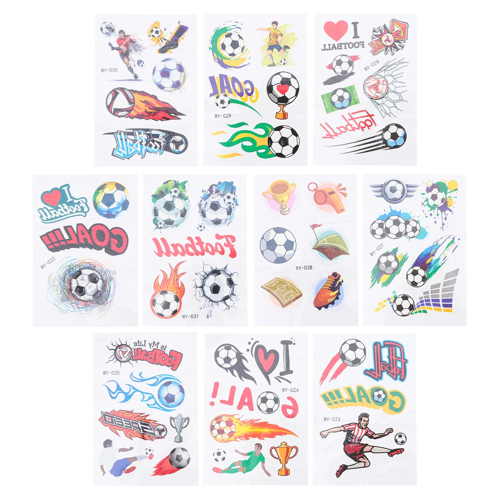 

10 Sheets Football Stickers Kids Football Temporary Body Tattoos Decor Themed Transfer Child