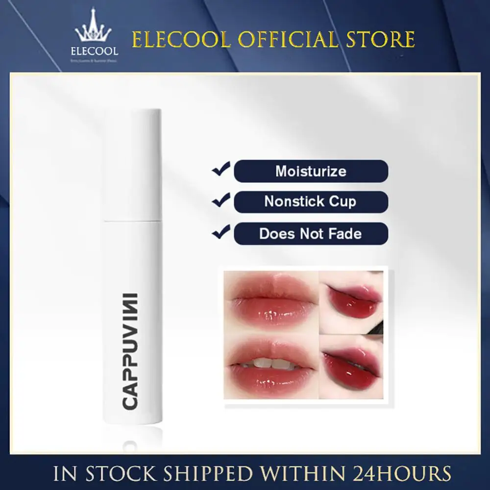 

1pc White Tube Water-light Mirror Lip Glaze Waterproof Lasting Moisturizing Lipstick Not Fade Not Stick To The Cup Makeup TSLM1