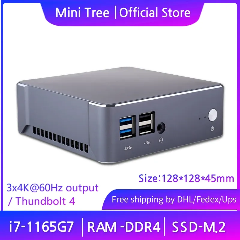 11th Gen NUC i7-1185G7 i5-1145G7 Mini PC Windows11 2*DDRR4 M.2 SSD 4k HDMI DP Gaming Desktop Computer Thunderbolt 4 WIFI