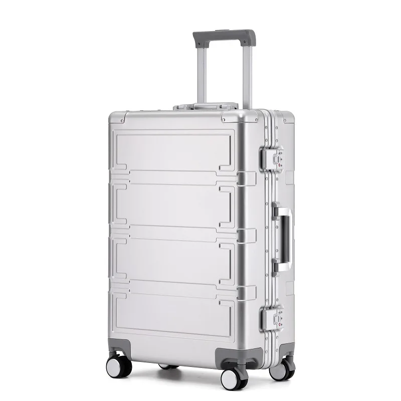 New Aluminum 20 Inch Aluminum Magnesium Alloy Pilot Luggage Trolley Case 24 Inch Travel Case
