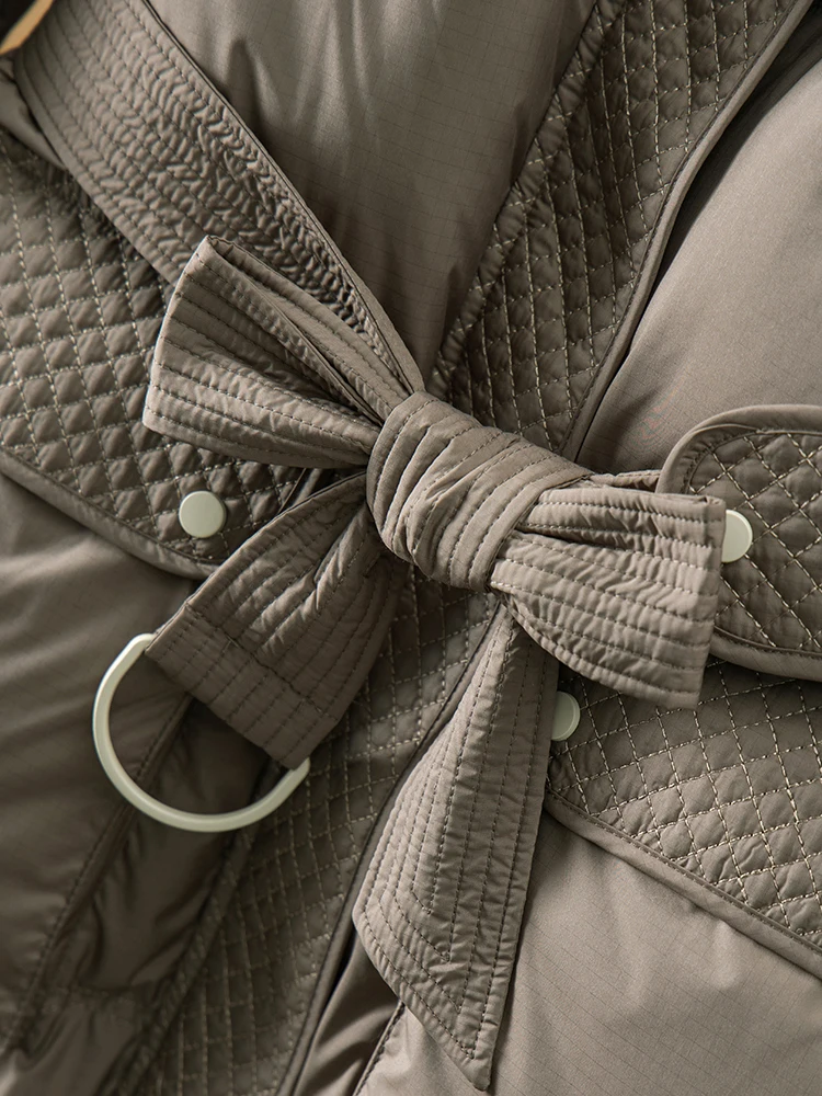 Janveny Роскошная зимняя женская пуховая куртка 2022 однотонная парка-пуховик из 90%