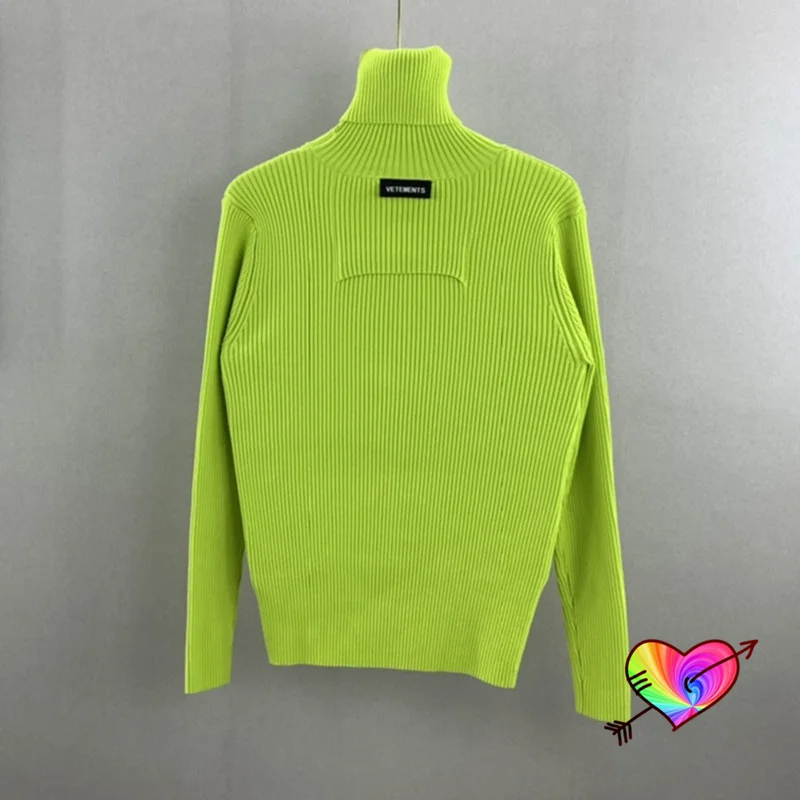 

New VTM Fitted Pullovers Turtleneck VETEMENTS Sweater Men Women 1:1 High Quality Cut Out Rubberized Vetements Patch Logo Sweater