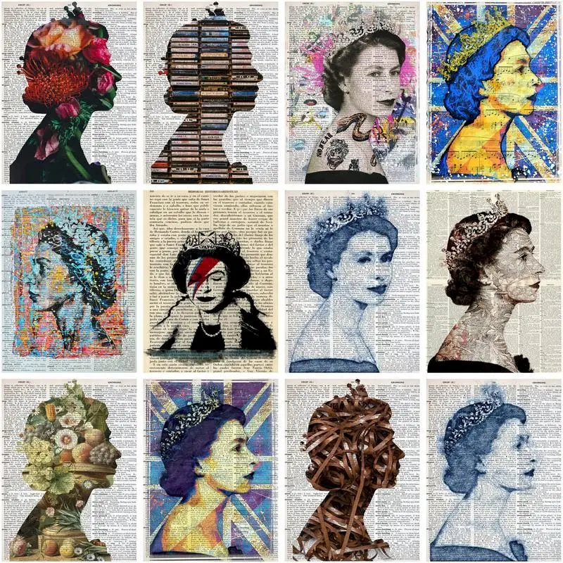 

GATYZTORY Diamond Painting The Queen Elizabeth Ii Cross Stitch Rhinestone Embroidery Portrait Mosaic Full Square Home Decor