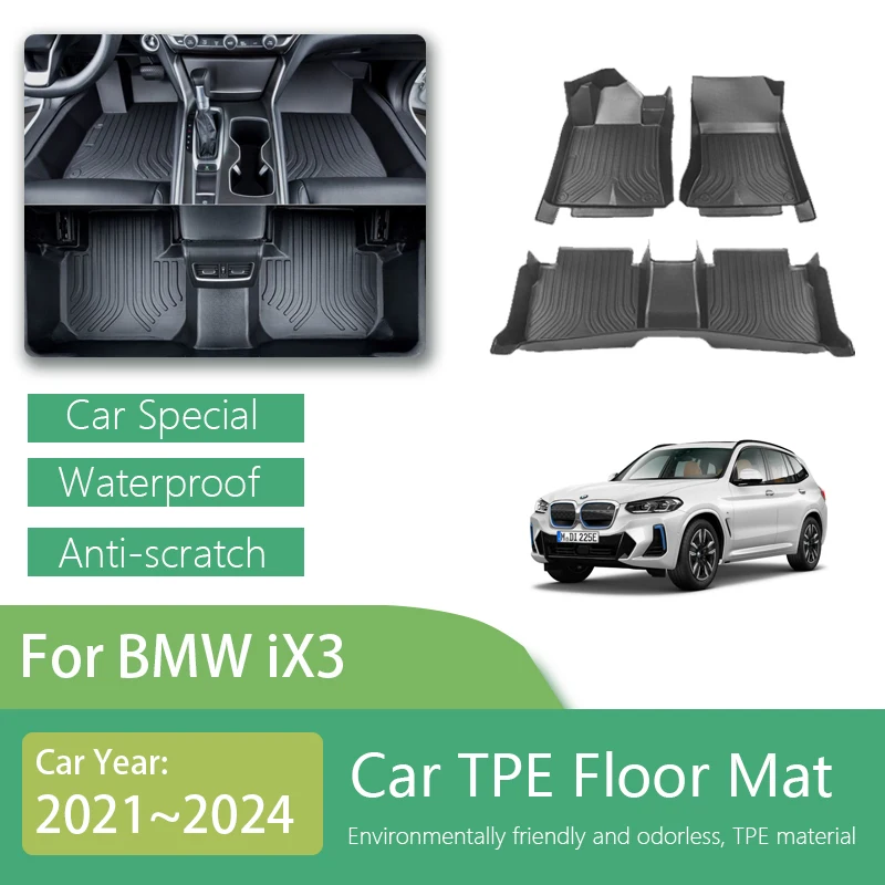 

Автомобильные коврики для BMW iX3 G08 2021 2022 2023 2024, противогрязный коврик из ТПЭ, коврик для ног, грязевой напольный чехол, полный комплект, коврики, автомобильные аксессуары