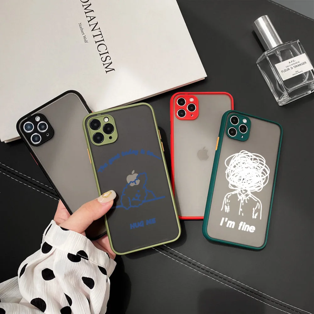 Новый тренд OK Fine Man Lucky Face Letters Чехол для телефона iPhone 16 15 14 11 12 13 Pro Max Mini X XR 7 8 Plus SE