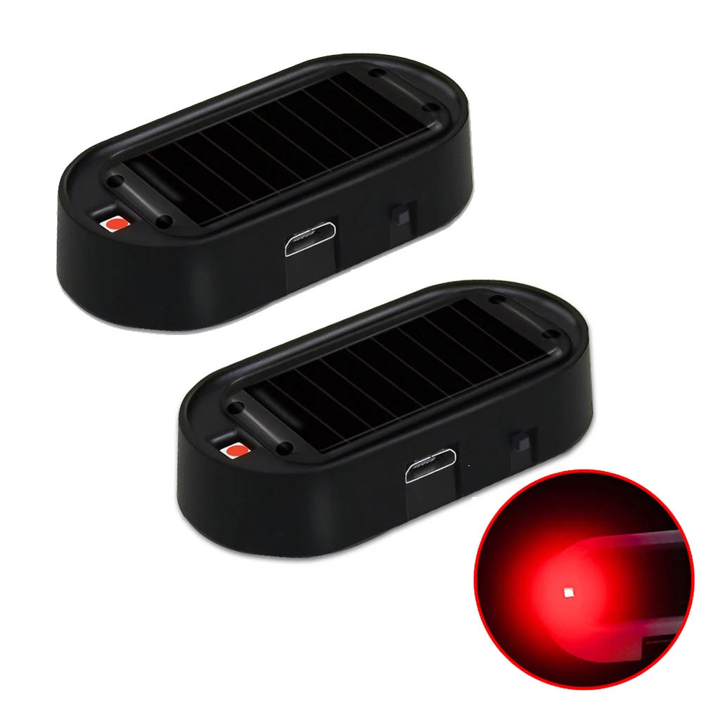 

Солнечное моделирование, противоугонная сигнальная лампа, универсальная автомобильная поддельная светодиодная лампа на солнечной энергии, имитация мигающей предупредительной лампы