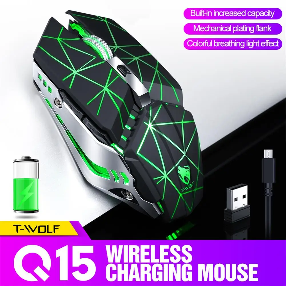 2.4G USB Wireless Mouse Rechargeable Silent RGB Breathing Lamp Ergonomic Gaming Mouse Laptop PC Peripherals Office Games Mice